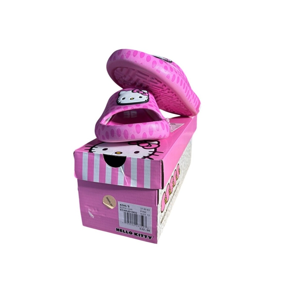 Hello Kitty Little Girls Toddler SZ 12 Hot Pink Slide Sandals Summer Slip On NIB